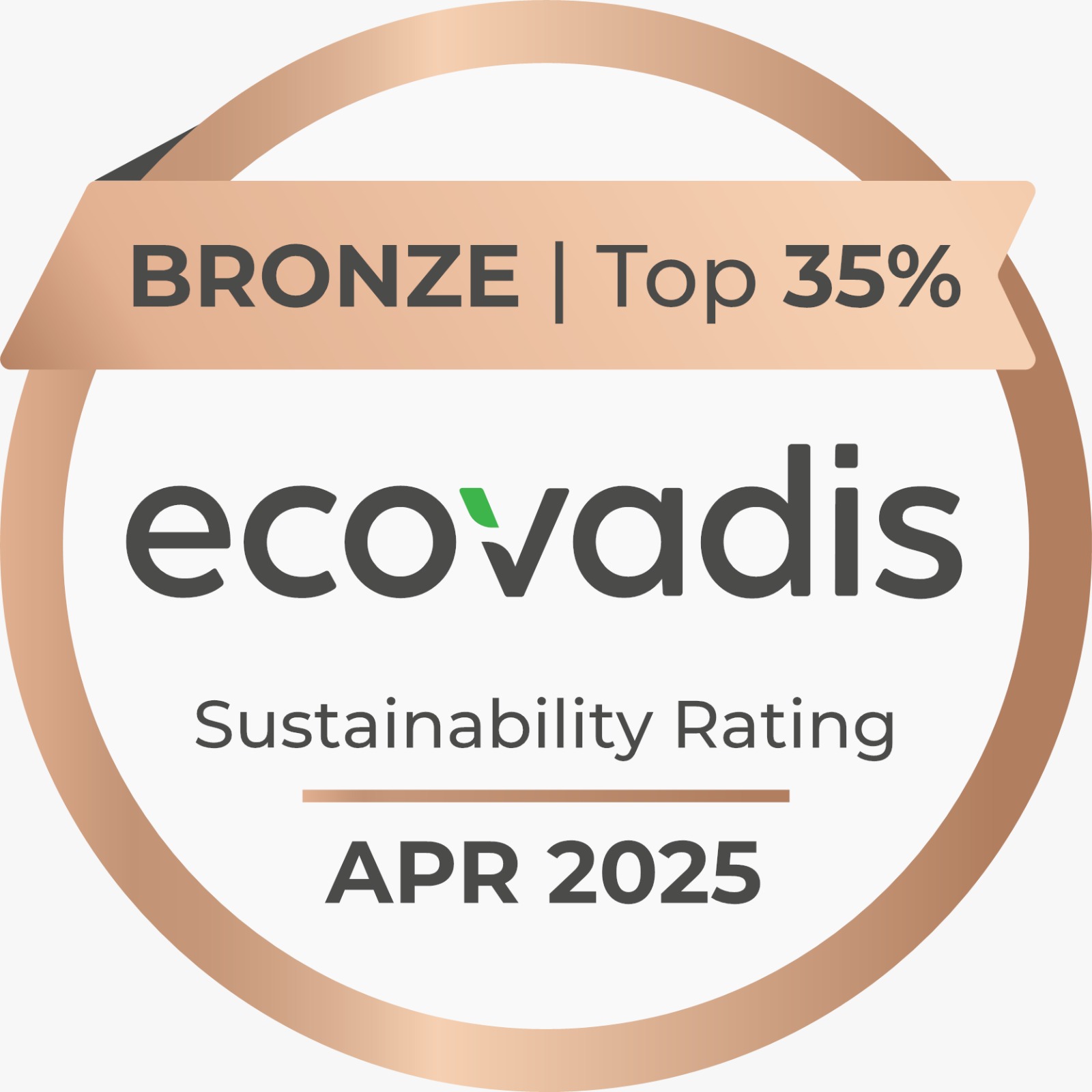 EcoVadis Bronze Medal April 2025